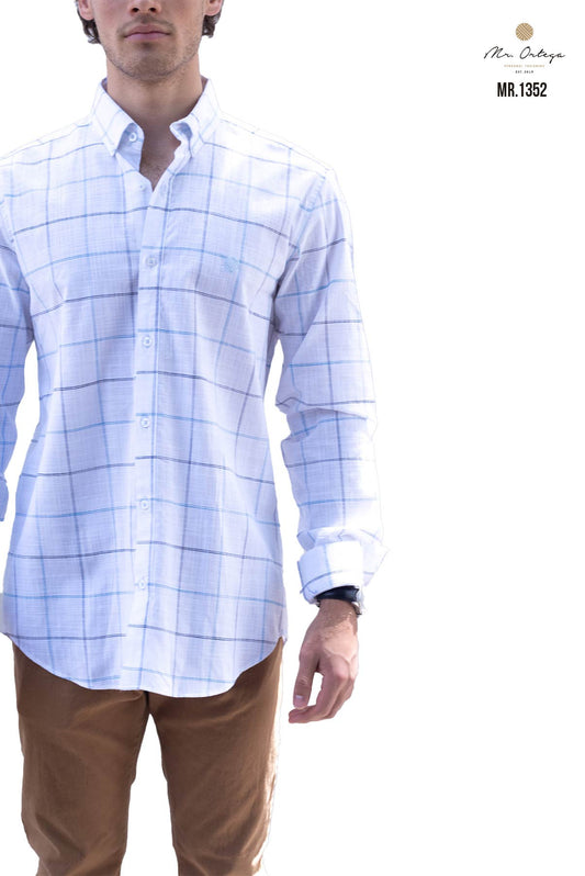 CAMISA CUADROS BLANCO, AZUL Y NEGRO