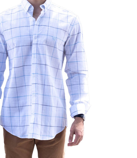 CAMISA CUADROS BLANCO, AZUL Y NEGRO