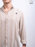 CAMISA RAYAS MARRÓN / BLANCO TELA TEJIDA