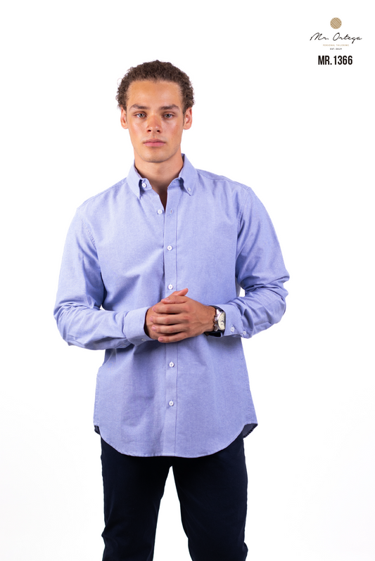 CAMISA LISA AZUL MARINO CLARO MANGA LARGA