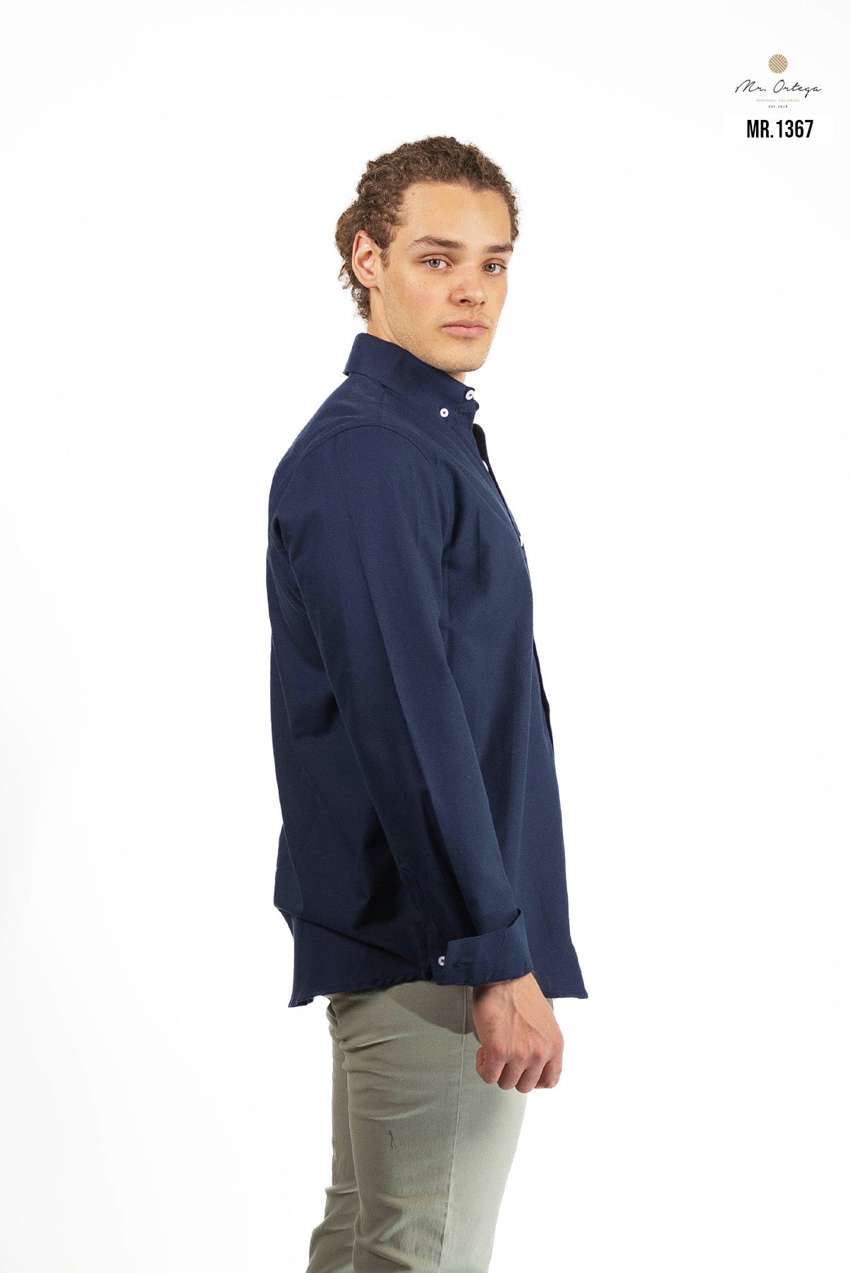 CAMISA LISA AZUL MARINO MANGA LARGA