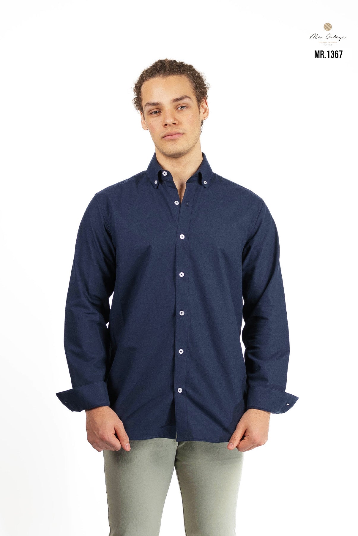 CAMISA LISA AZUL MARINO MANGA LARGA