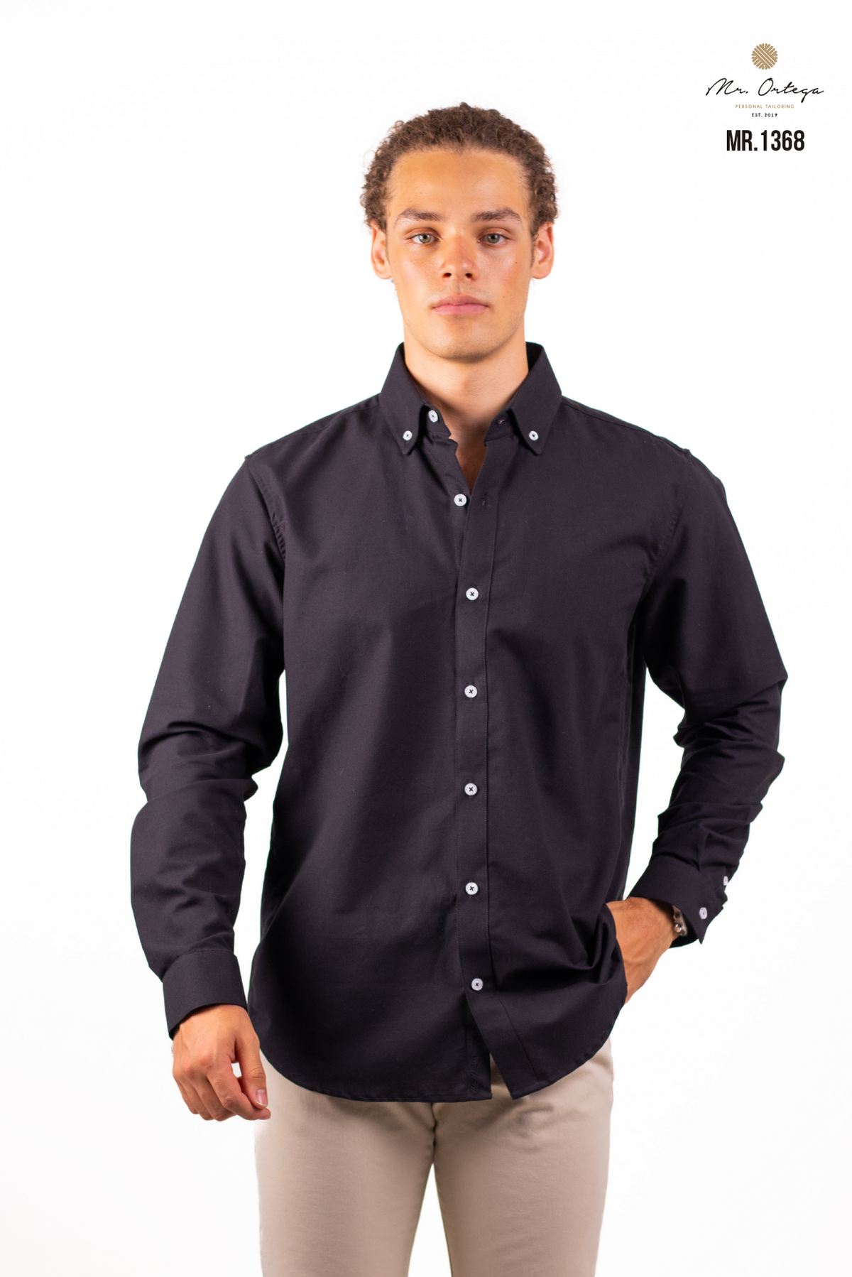 CAMISA LISA NEGRO MANGA LARGA