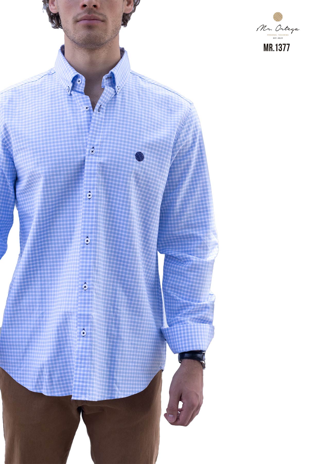 CAMISA CUADROS AZUL CIELO Y BLANCO