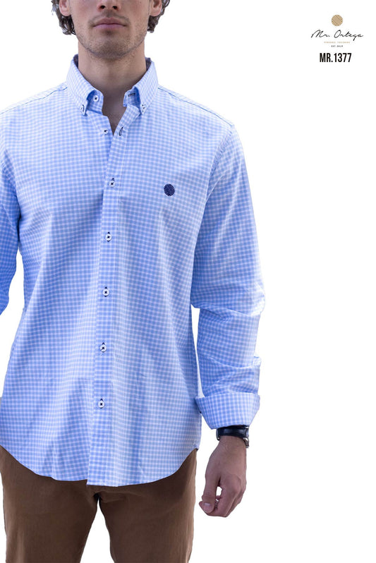 CAMISA CUADROS AZUL CIELO Y BLANCO