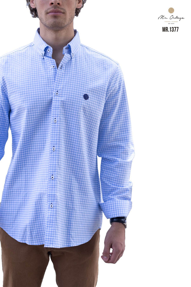 CAMISA CUADROS AZUL CIELO Y BLANCO