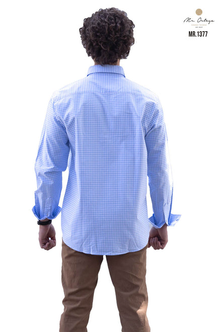 CAMISA CUADROS AZUL CIELO Y BLANCO