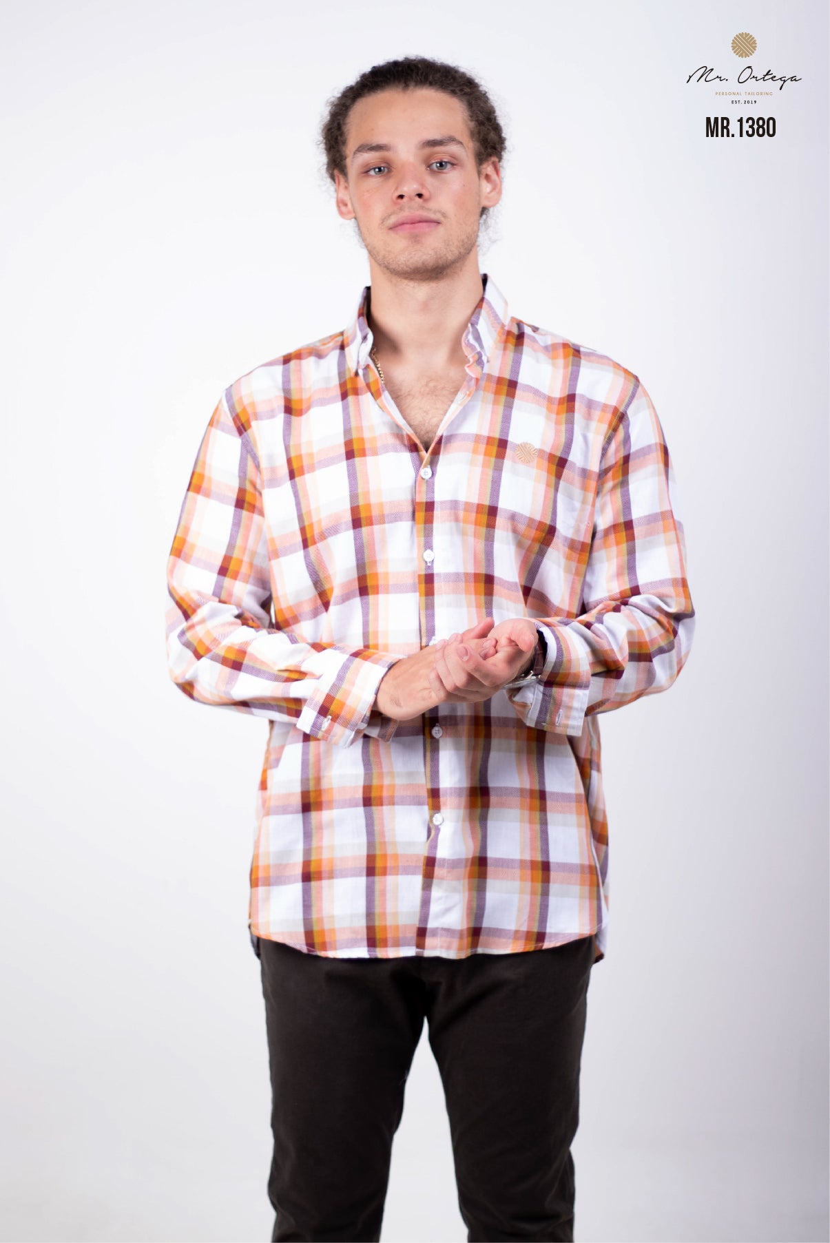 CAMISA CUADROS NARANJA, BLANCO, TINTO Y VERDE