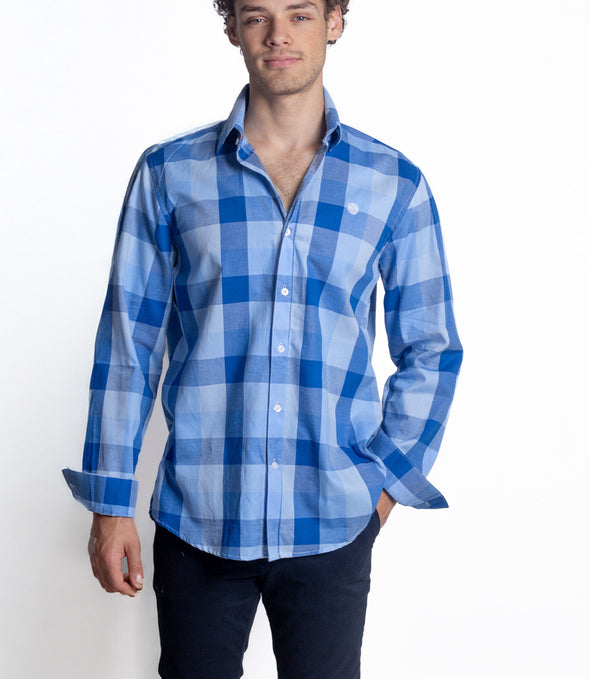 CAMISA CUADROS AZUL REY Y AZUL CLARO
