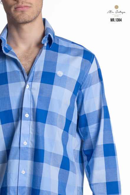 CAMISA CUADROS AZUL REY Y AZUL CLARO