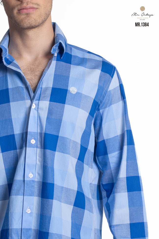 CAMISA CUADROS AZUL REY Y AZUL CLARO
