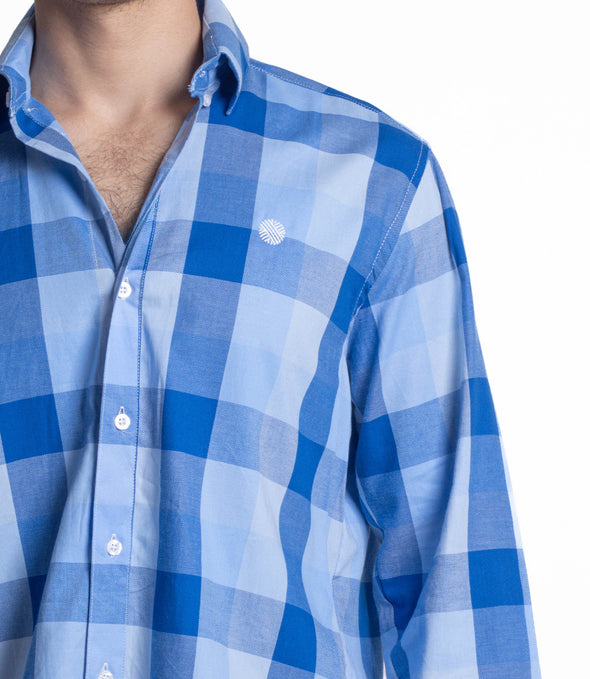 CAMISA CUADROS AZUL REY Y AZUL CLARO