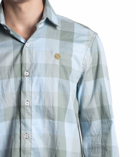 CAMISA CUADROS VERDE CLARO Y AZUL CLARO