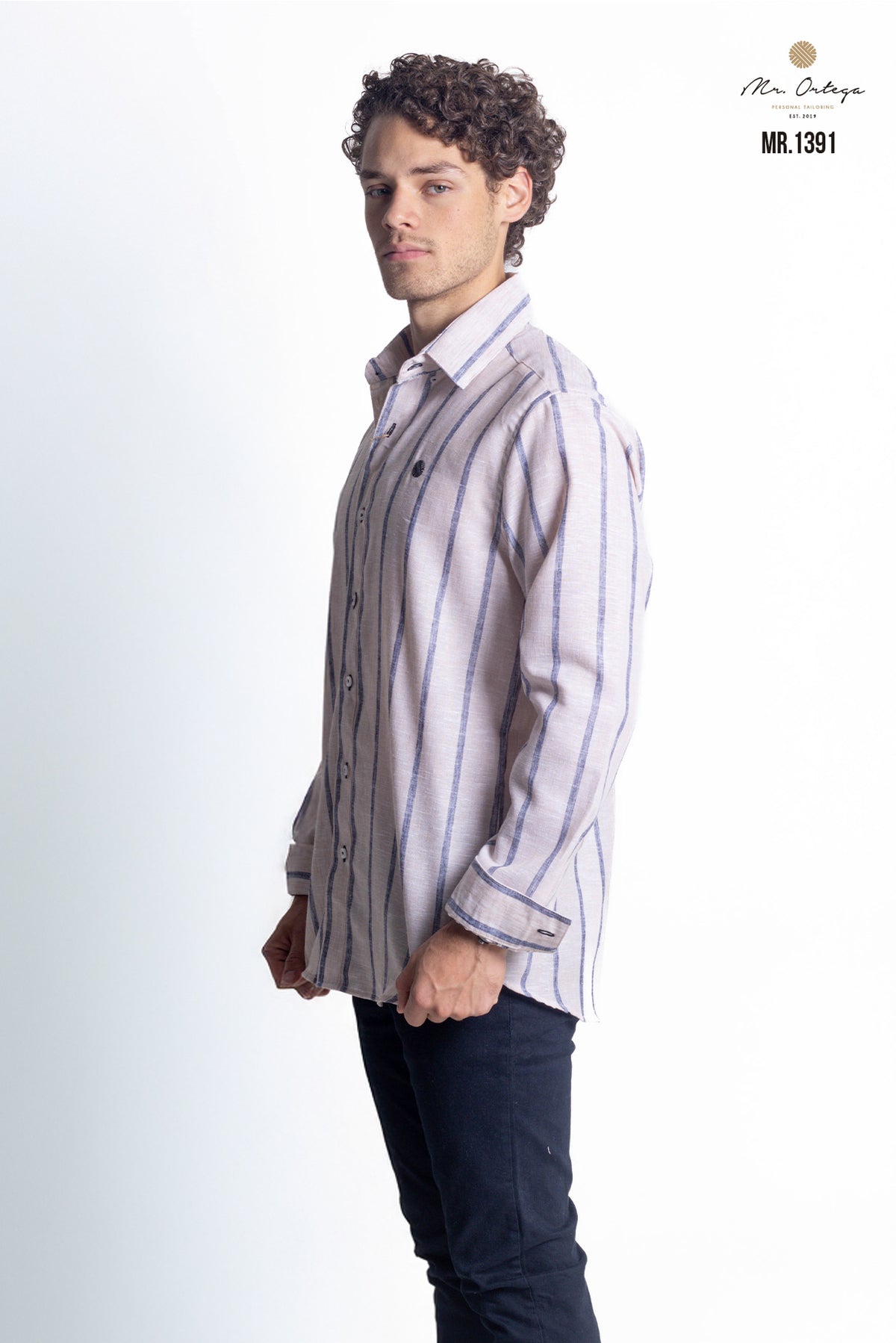 CAMISA RAYAS CAFE CLARO Y GRIS OXFORD MANGA LARGA