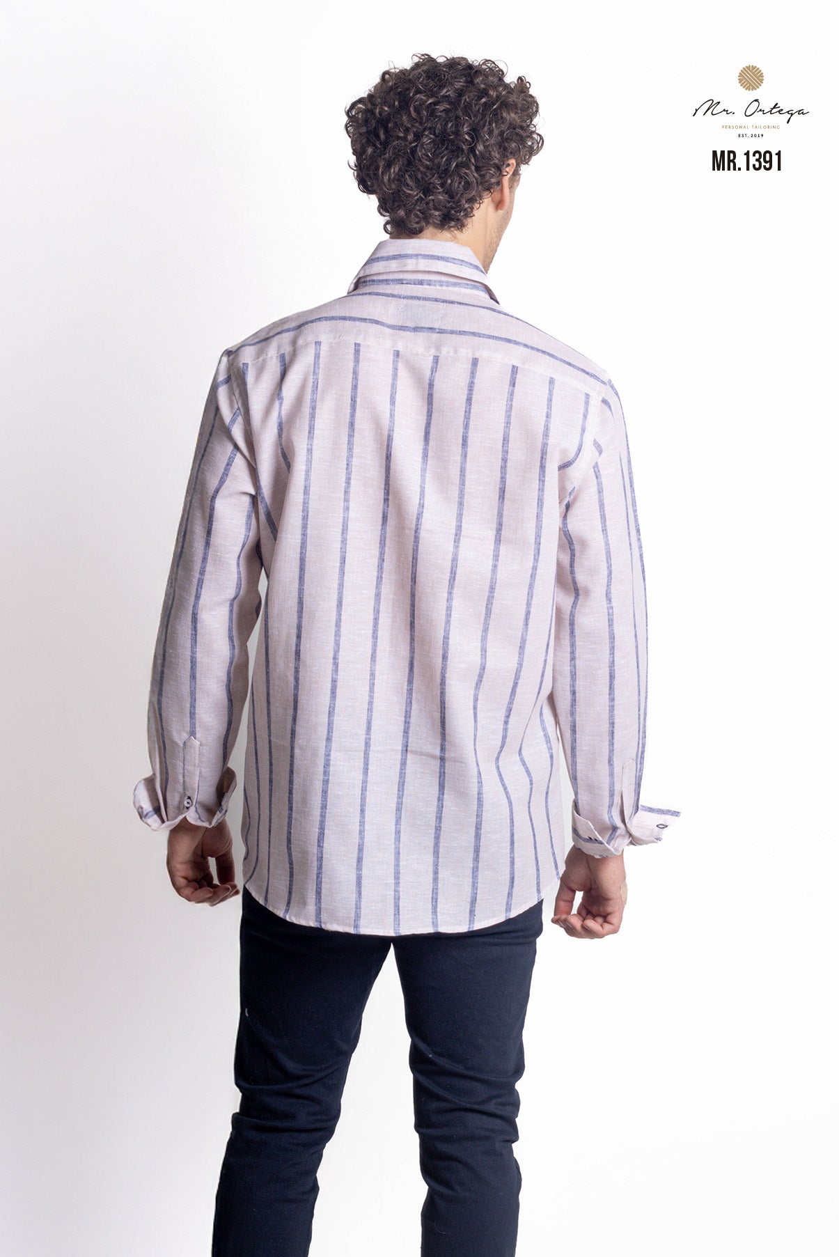 CAMISA RAYAS CAFE CLARO Y GRIS OXFORD MANGA LARGA