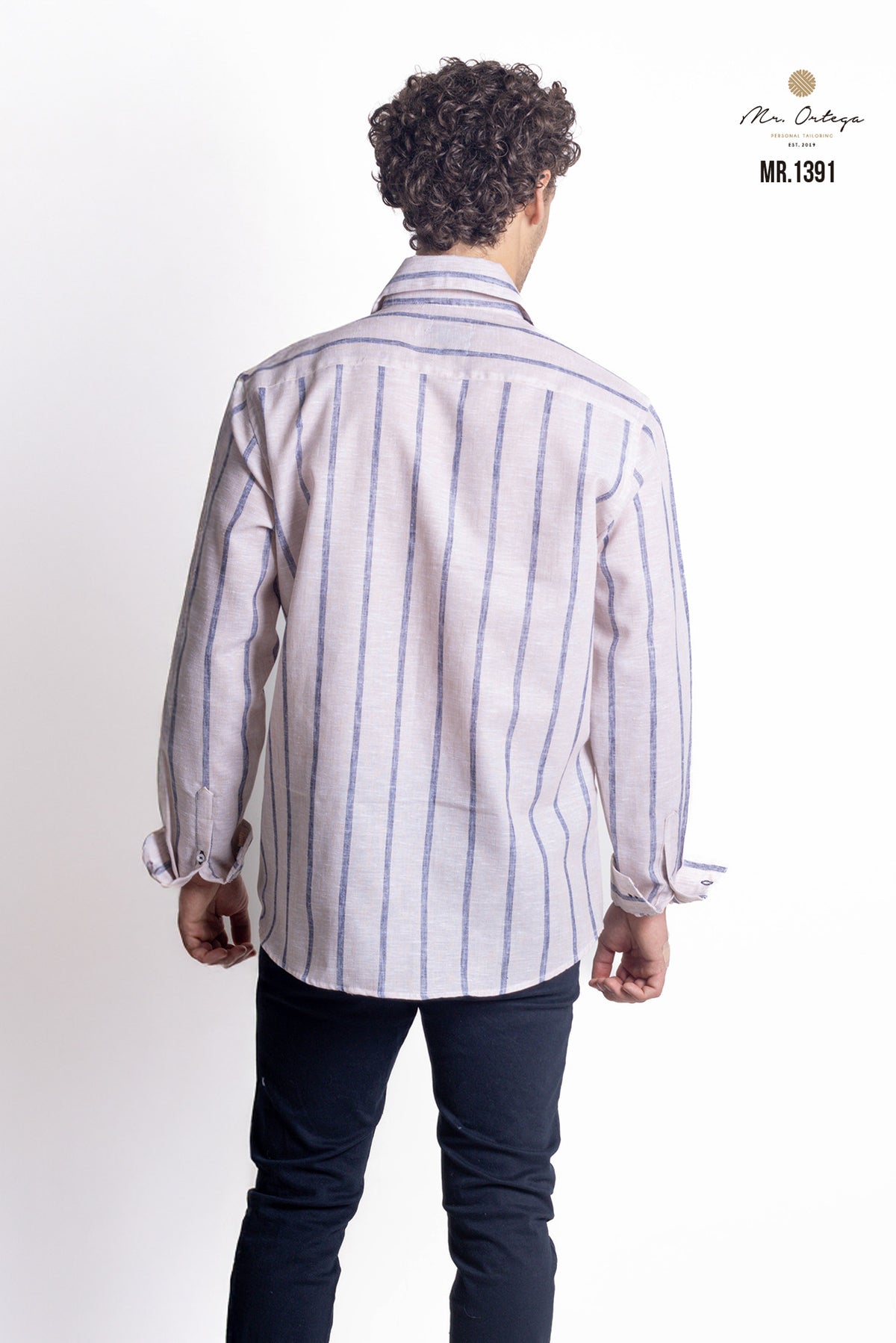 CAMISA RAYAS CAFE CLARO Y GRIS OXFORD MANGA LARGA