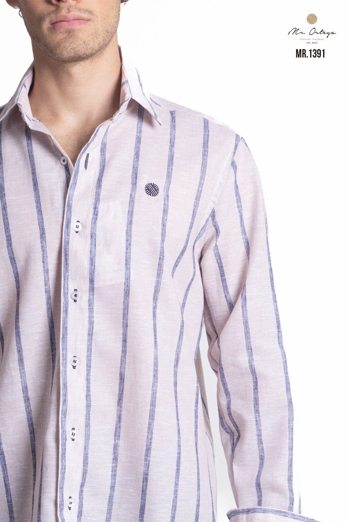 CAMISA RAYAS CAFE CLARO Y GRIS OXFORD MANGA LARGA