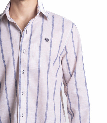CAMISA RAYAS CAFE CLARO Y GRIS