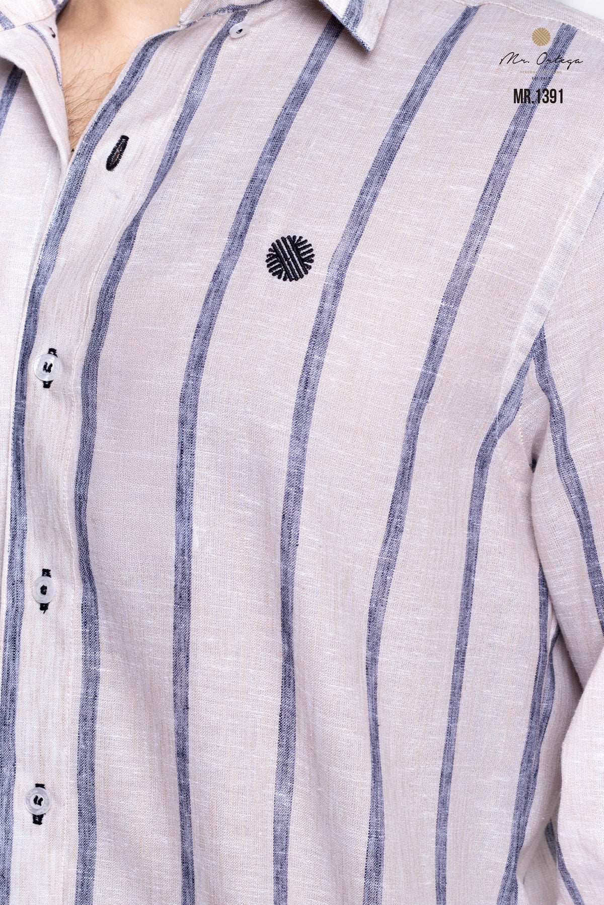 CAMISA RAYAS CAFE CLARO Y GRIS OXFORD MANGA LARGA