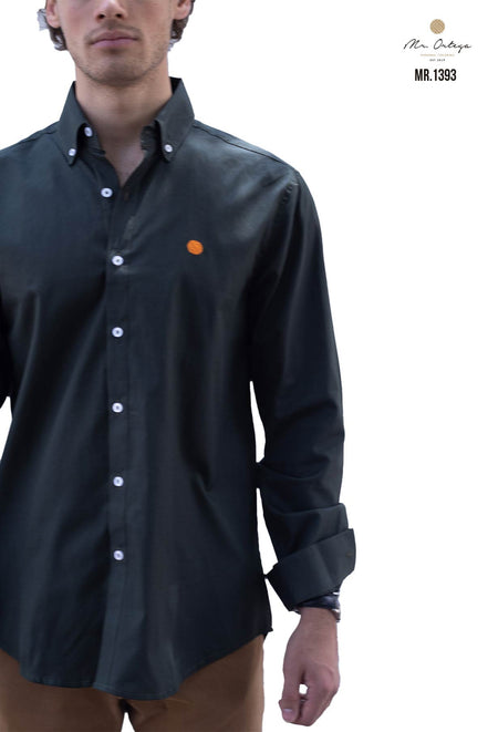 CAMISA LISA VERDE OSCURO MANGA LARGA