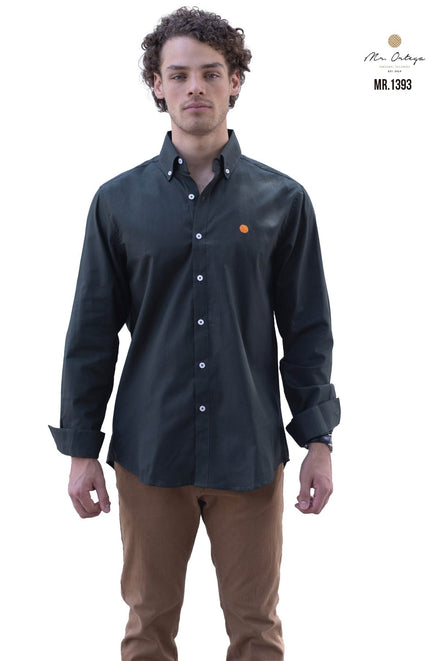 CAMISA LISA VERDE OSCURO MANGA LARGA
