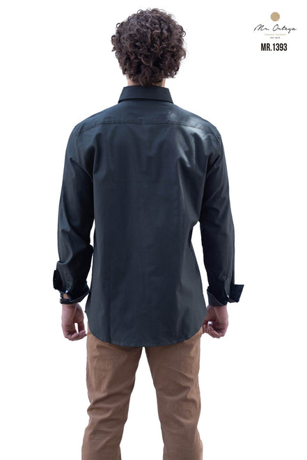 CAMISA LISA VERDE OSCURO MANGA LARGA