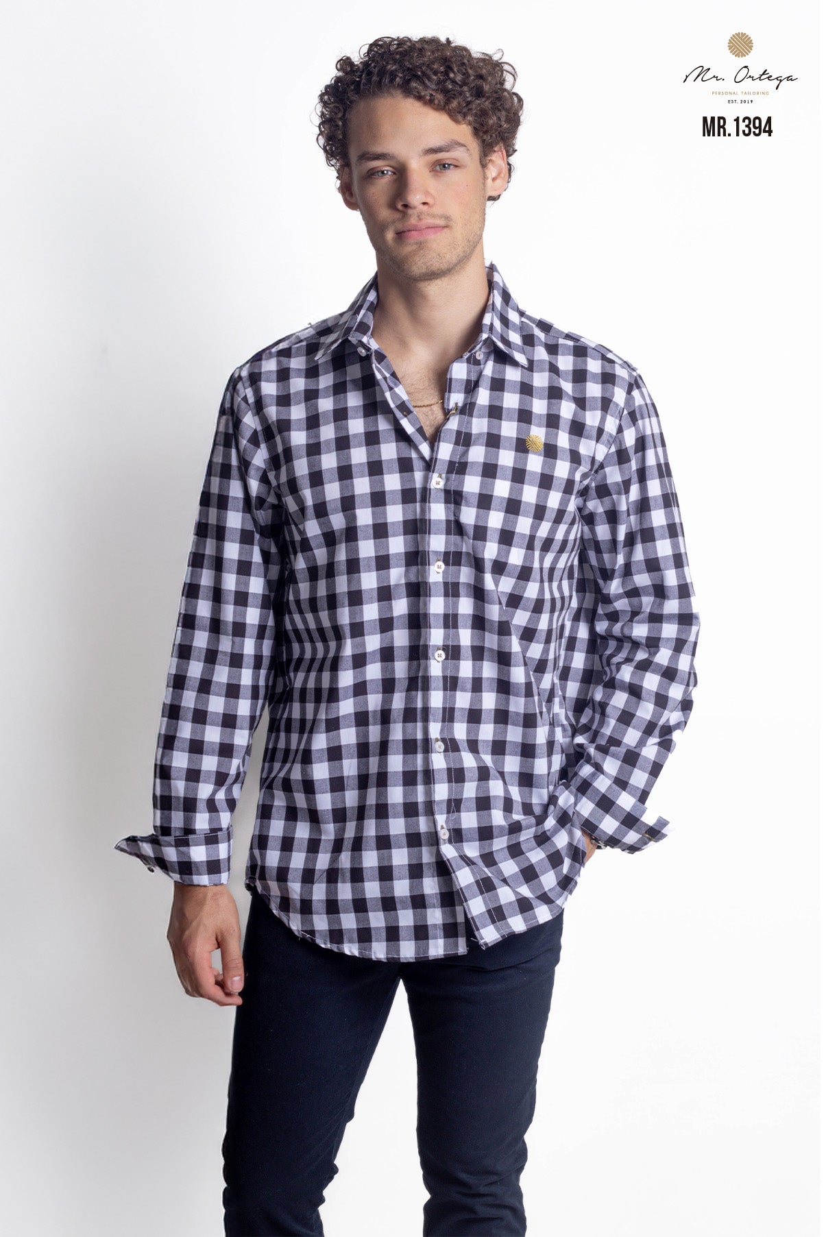 CAMISA CUADROS NEGRO Y BLANCO MANGA LARGA