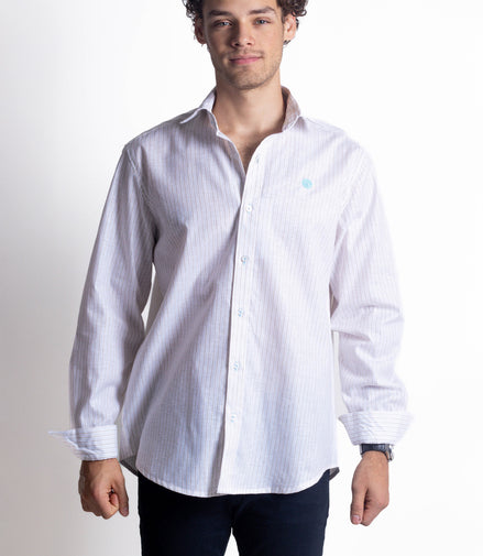 CAMISA RAYAS BEIGE Y CAFE CLARO