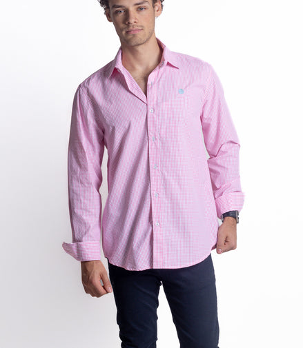 CAMISA CUADROS ROSA Y BLANCO