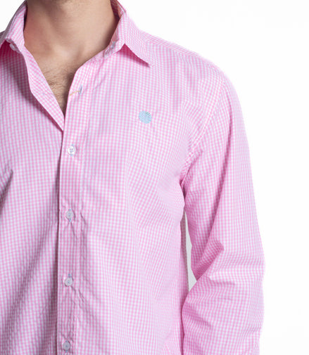 CAMISA CUADROS ROSA Y BLANCO