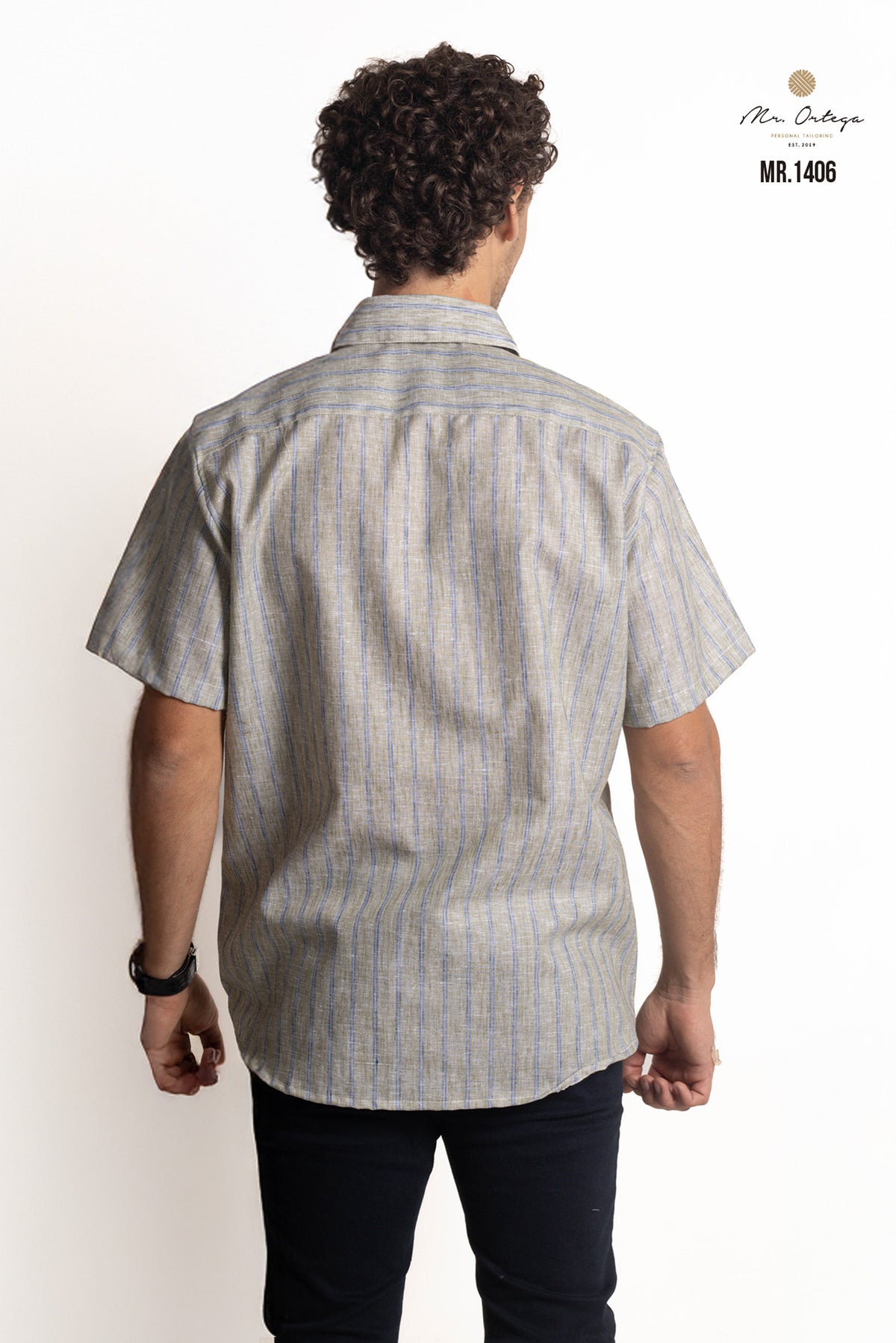 CAMISA RAYAS VERDE PASTO Y AZUL MANGA CORTA