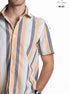 CAMISA RAYAS NEGRO, BEIGE, AZUL Y AMARILLO