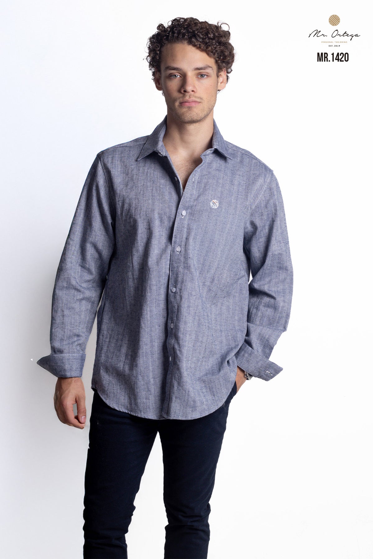 CAMISA LISA AZUL MARINO MANGA LARGA