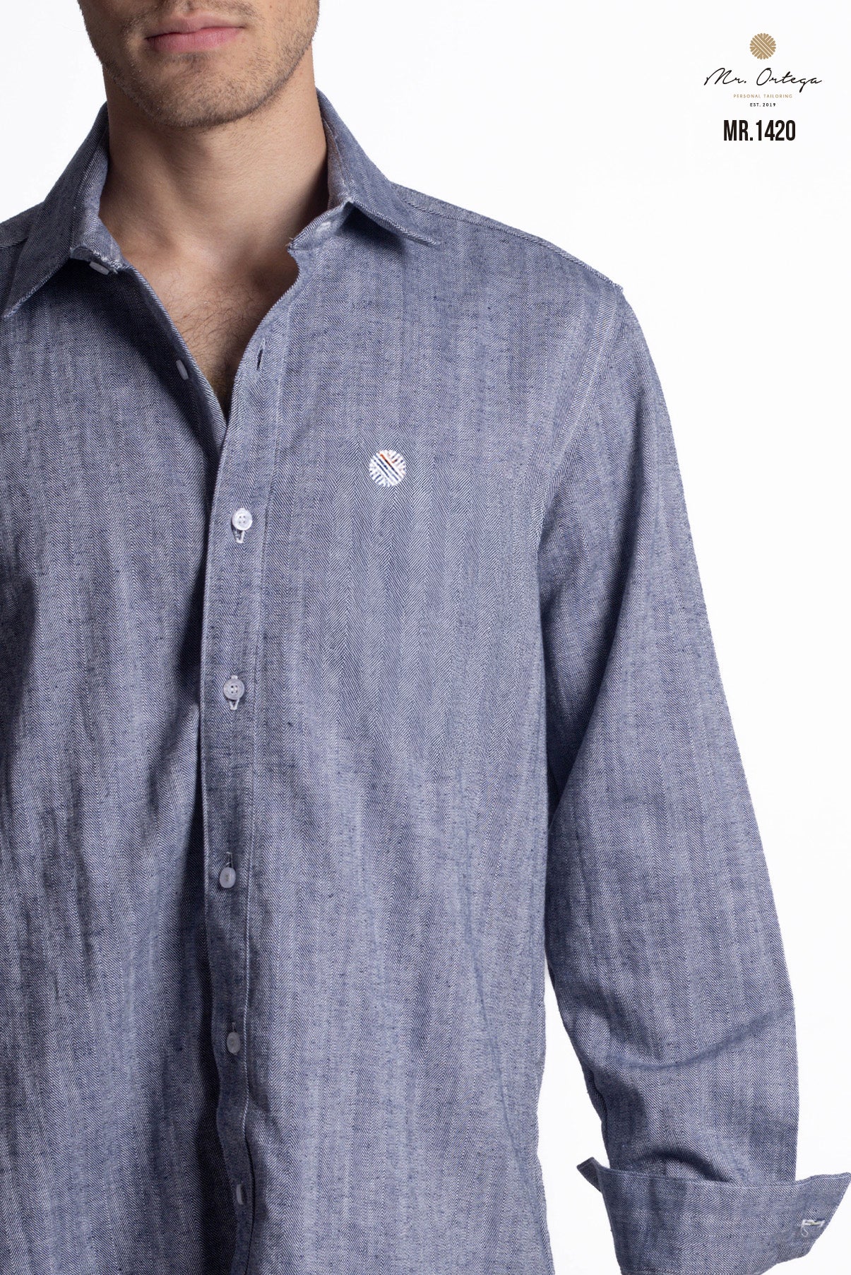 CAMISA LISA AZUL MARINO MANGA LARGA