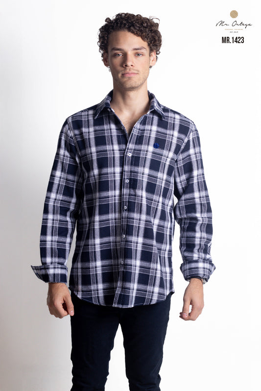 CAMISA CUADROS AZUL MARINO Y BLANCO