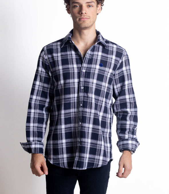 CAMISA CUADROS AZUL MARINO Y BLANCO