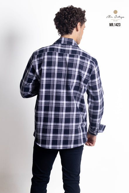 CAMISA CUADROS AZUL MARINO Y BLANCO