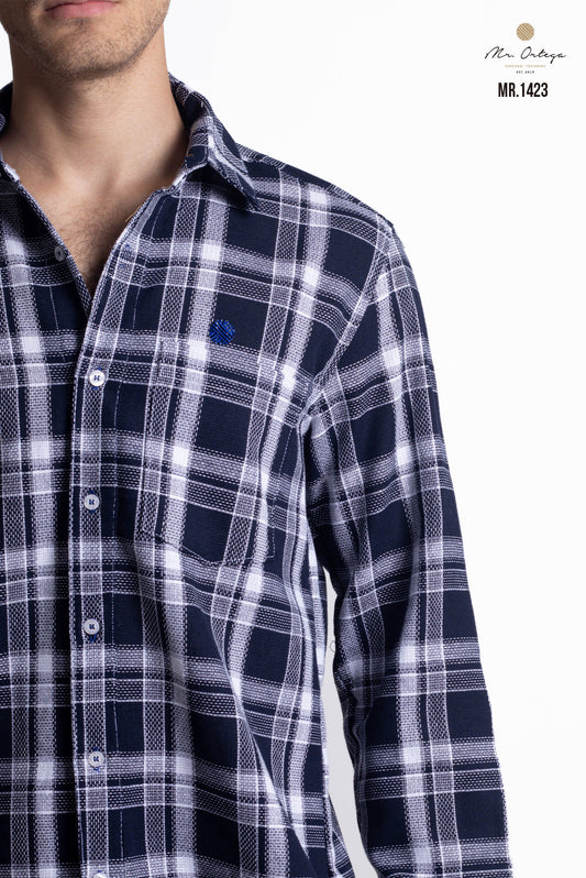 CAMISA CUADROS AZUL MARINO Y BLANCO