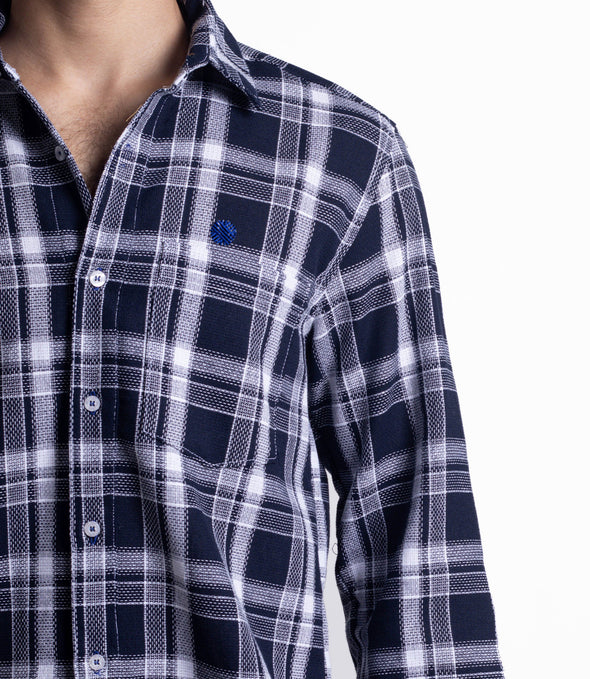 CAMISA CUADROS AZUL MARINO Y BLANCO