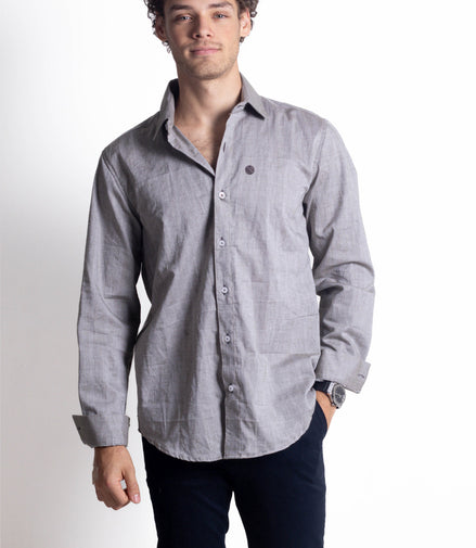 CAMISA LISA GRIS CENIZO