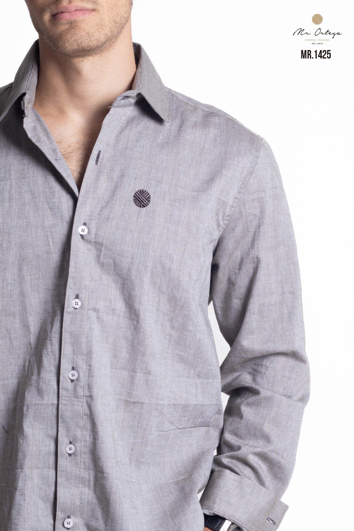 CAMISA LISA GRIS CENIZO MANGA LARGA