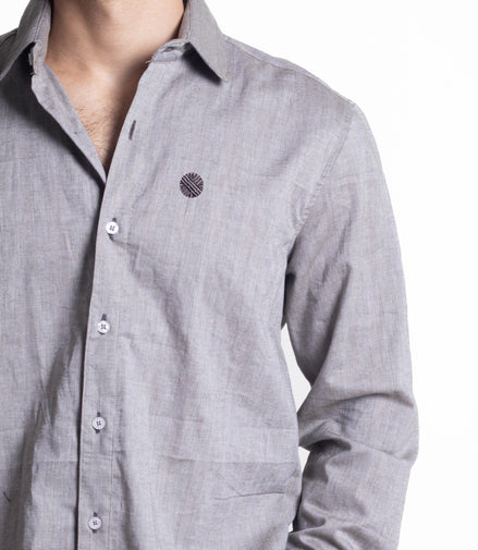 CAMISA LISA GRIS CENIZO