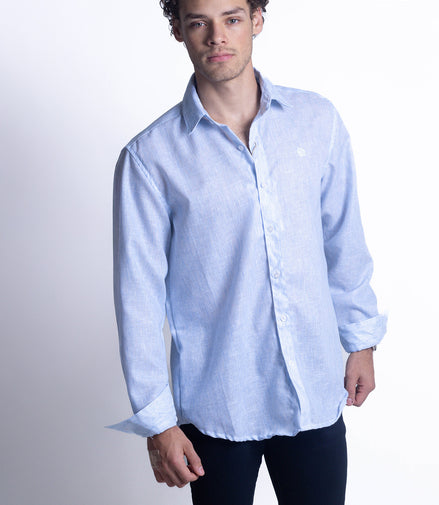 CAMISA AZUL CIELO JASPEADA