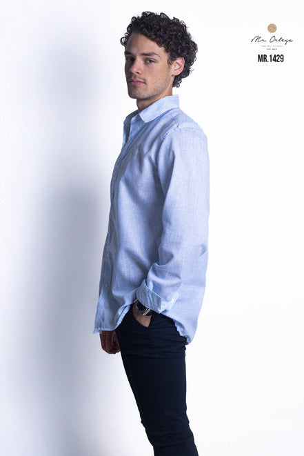 CAMISA AZUL CIELO JASPEADA