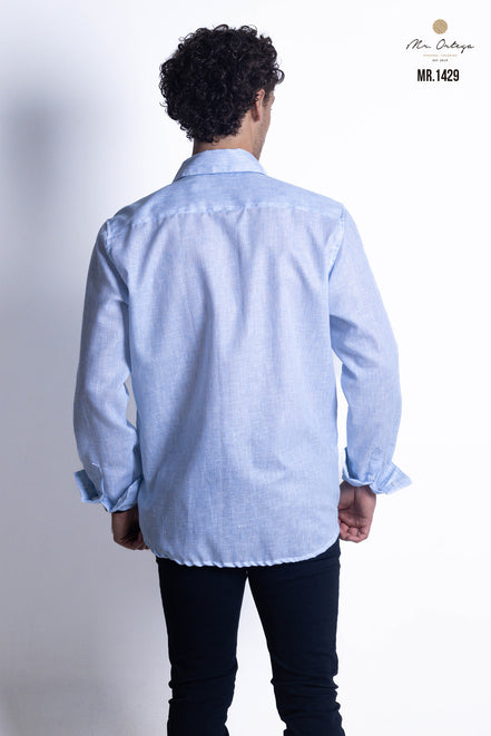 CAMISA AZUL CIELO JASPEADA