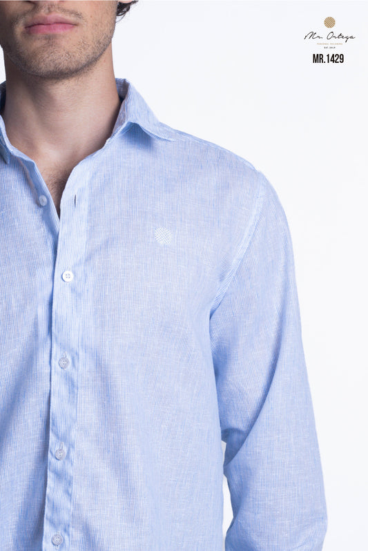 CAMISA AZUL CIELO JASPEADA