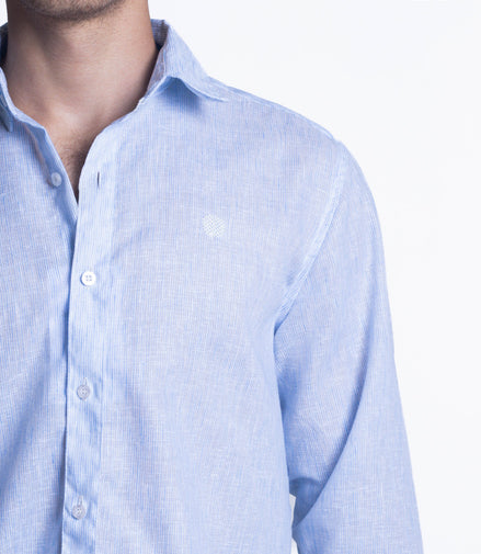 CAMISA AZUL CIELO JASPEADA