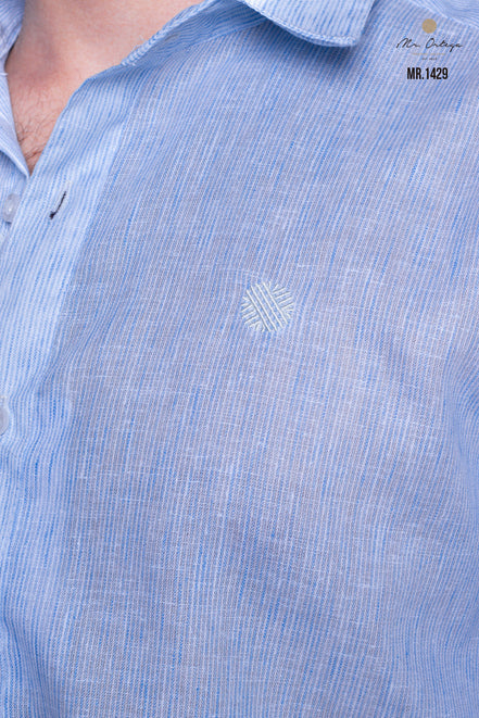 CAMISA AZUL CIELO JASPEADA