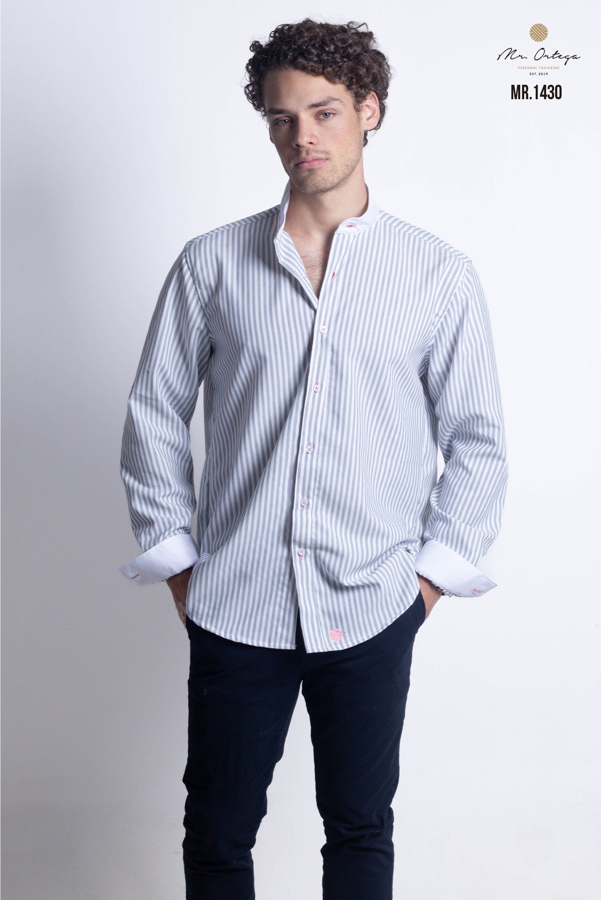 CAMISA RAYAS GRIS Y BLANCO