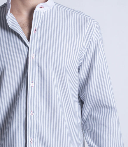 CAMISA RAYAS GRIS Y BLANCO